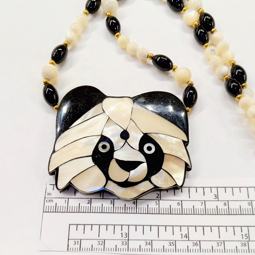 REDUCED Vintage Inlaid Panda Necklace - Picture 4 of 6